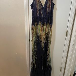 BNWT Miss Ord Navy Sequin Mermaid Evening Gown XL
